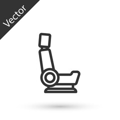 Grey line Car seat icon isolated on white background. Car armchair. Vector