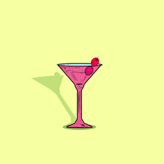 cocktail glass bottle with cherry fruit
