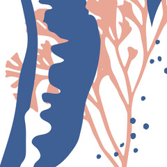 Corals, seaweed and ocean animals vector art