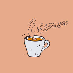 Coffee espresso cup emblem, isolated vector art