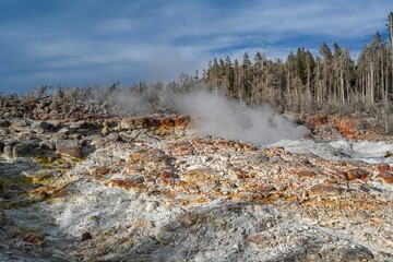 The Steamboat Geyser in Yellowstone National Park, Wyoming