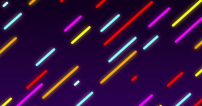 Image Of Multiple Multi Colored Glowing Neon Diagonal Lines Moving On Seamless Loop