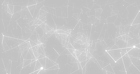 Network of connections moving against white background
