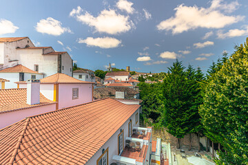 Fototapeta na wymiar Óbidos - June 29, 2021: The medieval town of Óbidos, Portugal