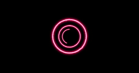 Multiple neon circles forming and changing color against black background