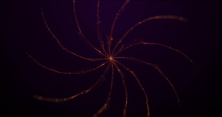 Orange light trails flowing against against black background