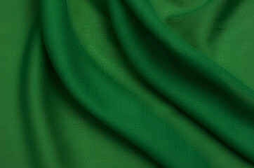 Cotton fabric, cambric green - obrazy, fototapety, plakaty
