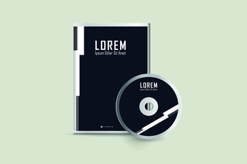 DVD cover with Disk design template. Stylized DVD Cover design template. Luxury, Modern, Elegant, Professional Minimalist Business DVD cover design design with disk label design. Vector illustration