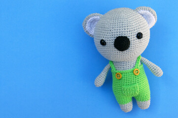 Handmade children's toy - soft crocheted grey koala.