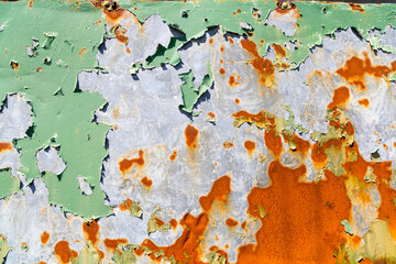 Grunge background of rust and flaking paint.