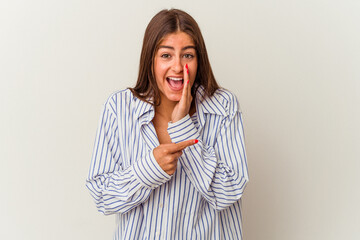 Young caucasian woman isolated on white background showing a dislike gesture, thumbs down. Disagreement concept.