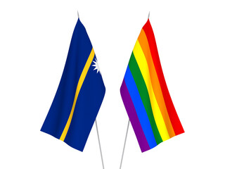 Rainbow gay pride and Republic of Nauru flags