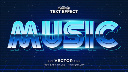 Music Text in Colorful Gradient with Glowing Effect and Futuristic Style