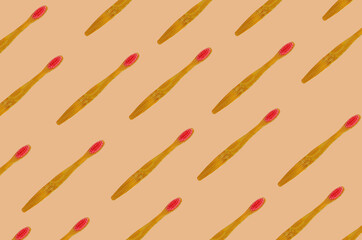 background or seamless pattern with bamboo  tooth brushes, hygiene and dental health
