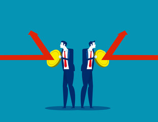 Team use gold coin as a shield to reflect red arrow