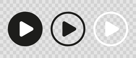 Play button icons on transparent backdrop. Digita webl vector
