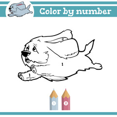 Color by numbers. Coloring page for preschool children. Learn numbers for kindergartens and schools. Educational game. Vector illustration