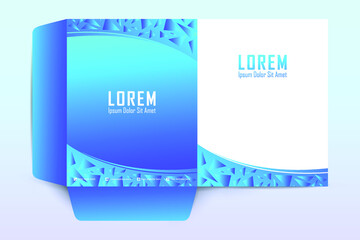 Folder design template. Cover design for folder, brochure, catalogue, layout for placement of photos and text, creative modern design of geometric elements. Vector illustration 