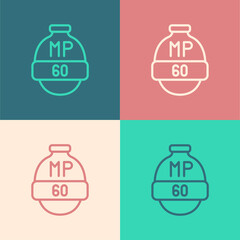 Pop art line Video game bar icon isolated on color background. Vector