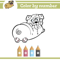 Color by numbers. Coloring page for preschool children. Learn numbers for kindergartens and schools. Educational game. Vector illustration