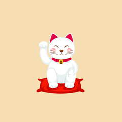 Japanese lucky cat maneki neko cartoon character isolated Free Vector
