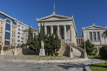 Neoclassical Library bulding in Athens, designed as part of architectural 