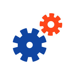 Gear outline flat glyph icon. Teamwork sign