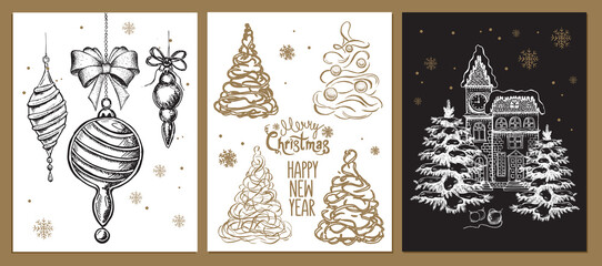 Christmas design element in doodle style. Hand drawn.	
