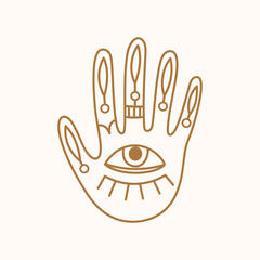 Obraz premium Female hand logo, minimal linear style icon