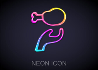Glowing neon line Donation food icon isolated on black background. Vector