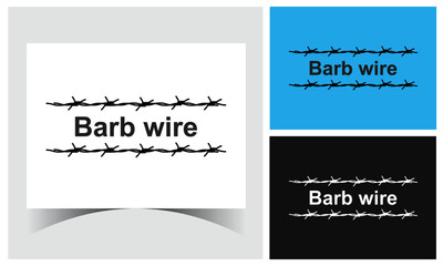 Barb Wire Logo Design Template. The logo of the barbed wire. Black and white drawing. Vector illustration of a barbed wire. The Holocaust. Console camp.