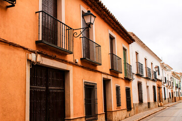 Fototapeta na wymiar Old and majestic houses in the streets of Villanueva de los Infantes village