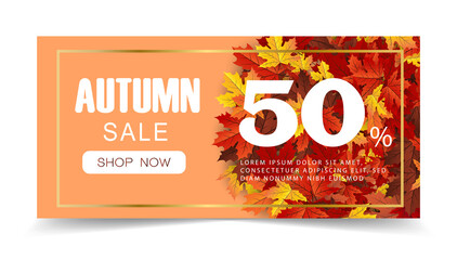 maple leaf, autumn  vector background,  banner