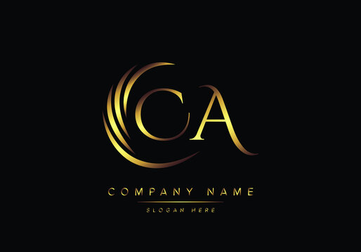 alphabet letters CA monogram logo, gold color elegant classical