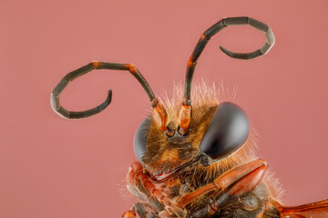 insecte portrait de guêpe maçonne en focus stacking - obrazy, fototapety, plakaty