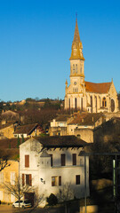 Obraz premium Église de Nérac, photographiée pendant le coucher du soleil