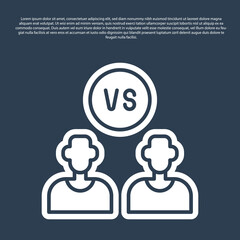 Blue line Football or soccer player icon isolated on blue background. Vector