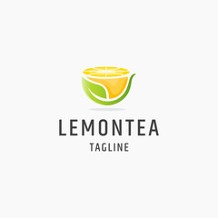 Lemon tea logo icon flat design template vector illustration