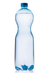 Plastic bottle with purified water. Mineral water bottle mockup. Bottle isolated on white background
