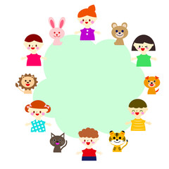 子どもと動物の可愛いイラスト素材