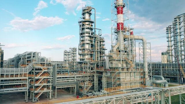 Premises of the oil refinery factory filmed outside
