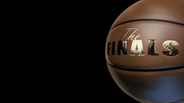 basketball championship finals. Rotating basketball on black background. Luma matte. seamless loop