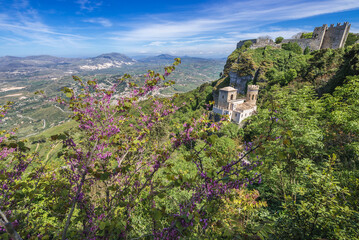 Fototapeta na wymiar Pepoli castle in Erice, small town in Trapani region of Sicily Island in Italy