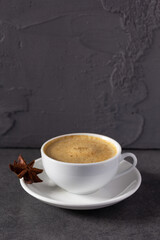 Cup of coffee on table background texture.  Abstract concept break coffee time