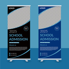 creative and editable Admission roll up banner post template for school, college, university, coaching center vector template design
