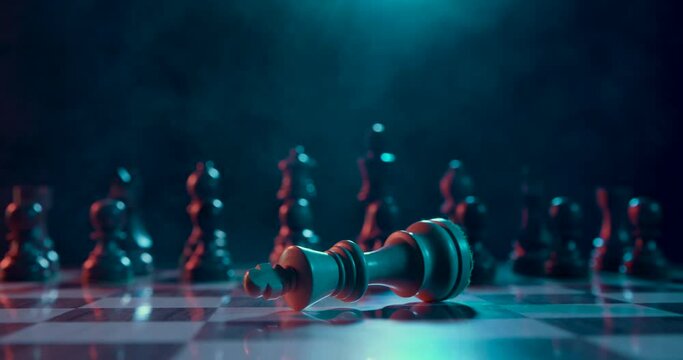 Defeated king on the chessboard