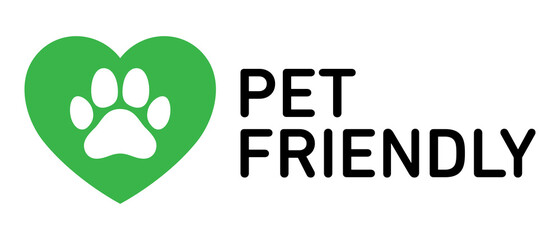 Pet friendly round vector icon badge logo