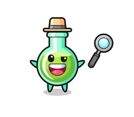 illustration of the lab beakers mascot as a detective who manages to solve a case