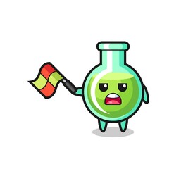 lab beakers cartoon as the line judge hold the flag up at a 45 degree angle