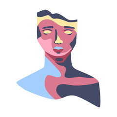 Abstract portrait of sculpture. Modern Art. Vector illustration.